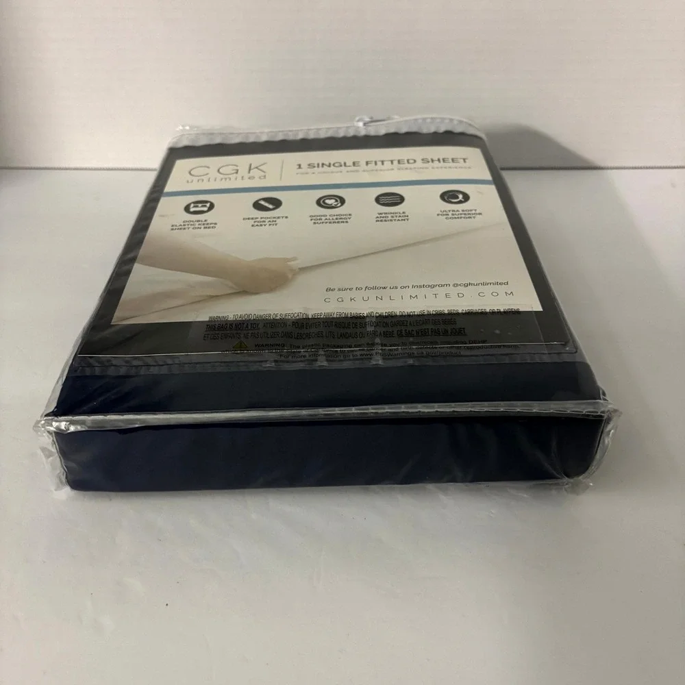 CGK Unlimited Twin XL Fitted Sheet Navy Blue Deep Pocket Ultra Soft New